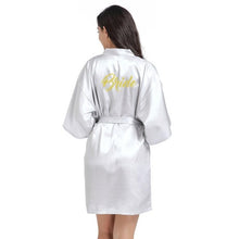 Load image into Gallery viewer, Solid Women Bride Bridesmaid Wedding Robe Summer Sexy Mini Kimono Gown Bathrobe Gown Casual Soft Satin Nightgown Sleepwear