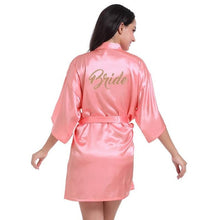 Load image into Gallery viewer, Solid Women Bride Bridesmaid Wedding Robe Summer Sexy Mini Kimono Gown Bathrobe Gown Casual Soft Satin Nightgown Sleepwear