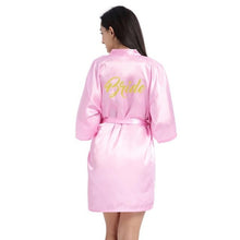 Load image into Gallery viewer, Solid Women Bride Bridesmaid Wedding Robe Summer Sexy Mini Kimono Gown Bathrobe Gown Casual Soft Satin Nightgown Sleepwear