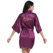 Load image into Gallery viewer, Solid Women Bride Bridesmaid Wedding Robe Summer Sexy Mini Kimono Gown Bathrobe Gown Casual Soft Satin Nightgown Sleepwear