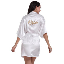 Load image into Gallery viewer, Solid Women Bride Bridesmaid Wedding Robe Summer Sexy Mini Kimono Gown Bathrobe Gown Casual Soft Satin Nightgown Sleepwear