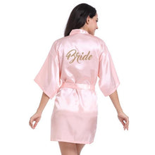 Load image into Gallery viewer, Solid Women Bride Bridesmaid Wedding Robe Summer Sexy Mini Kimono Gown Bathrobe Gown Casual Soft Satin Nightgown Sleepwear