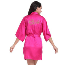 Load image into Gallery viewer, Solid Women Bride Bridesmaid Wedding Robe Summer Sexy Mini Kimono Gown Bathrobe Gown Casual Soft Satin Nightgown Sleepwear