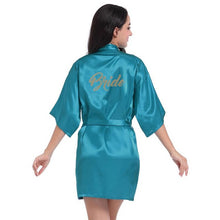 Load image into Gallery viewer, Solid Women Bride Bridesmaid Wedding Robe Summer Sexy Mini Kimono Gown Bathrobe Gown Casual Soft Satin Nightgown Sleepwear