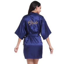 Load image into Gallery viewer, Solid Women Bride Bridesmaid Wedding Robe Summer Sexy Mini Kimono Gown Bathrobe Gown Casual Soft Satin Nightgown Sleepwear