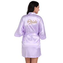 Load image into Gallery viewer, Solid Women Bride Bridesmaid Wedding Robe Summer Sexy Mini Kimono Gown Bathrobe Gown Casual Soft Satin Nightgown Sleepwear