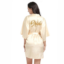 Load image into Gallery viewer, Solid Women Bride Bridesmaid Wedding Robe Summer Sexy Mini Kimono Gown Bathrobe Gown Casual Soft Satin Nightgown Sleepwear