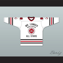 Load image into Gallery viewer, Spear Kozak 00 Mr. Lumber Minor Bantam All Stars White Hockey Jersey Hockey Night TV Movie