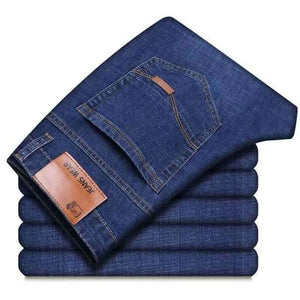 Spring Autumn 2021 Men's Smart Elastic Jeans Business Fashion Straight Regular Stretch Denim Trousers Men Jeans Plus Size 28-40