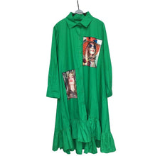 Load image into Gallery viewer, Spring Autumn Fashion Yellow Print Pleated Dress Casual Cute Women Beading Shirt Dresses Long Sleeve Plus Size Vestidos