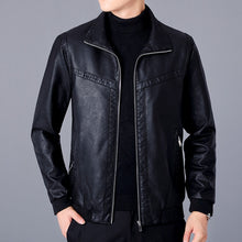Load image into Gallery viewer, Spring Autumn Men Jacket Black Leather Coat Concise Young Man Bomber Jackets Zipper Leather Jacket for Men Plus Size M-5XL MY266