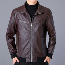 Load image into Gallery viewer, Spring Autumn Men Jacket Black Leather Coat Concise Young Man Bomber Jackets Zipper Leather Jacket for Men Plus Size M-5XL MY266