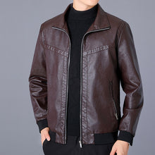 Load image into Gallery viewer, Spring Autumn Men Jacket Black Leather Coat Concise Young Man Bomber Jackets Zipper Leather Jacket for Men Plus Size M-5XL MY266