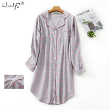 Load image into Gallery viewer, Spring Casual Nights Women&#39;s Cotton Long Sleeve Nightgown Oversize Sleep Shirt 100% cotton Sleepwear for Women pj nightdress