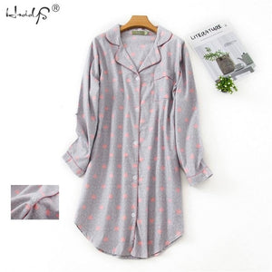 Spring Casual Nights Women's Cotton Long Sleeve Nightgown Oversize Sleep Shirt 100% cotton Sleepwear for Women pj nightdress