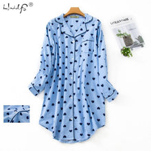 Load image into Gallery viewer, Spring Casual Nights Women&#39;s Cotton Long Sleeve Nightgown Oversize Sleep Shirt 100% cotton Sleepwear for Women pj nightdress