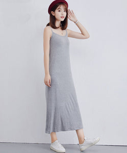 Spring Casual White Camis Maxi Women's Dress New Sleeveless High Waist Grey Feminine Clothing Summer Fashion Black Women Dresses