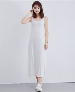 Spring Casual White Camis Maxi Women's Dress New Sleeveless High Waist Grey Feminine Clothing Summer Fashion Black Women Dresses