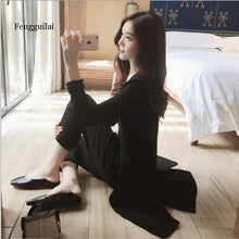 Load image into Gallery viewer, Spring New Women&#39;s Sling Knit Cardigan Suit Female Korean Fashion Loose Trousers Three-piece