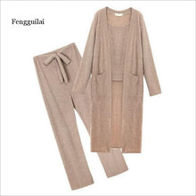 Load image into Gallery viewer, Spring New Women&#39;s Sling Knit Cardigan Suit Female Korean Fashion Loose Trousers Three-piece