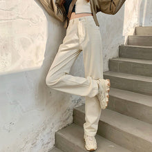 Load image into Gallery viewer, Spring Women Jeans Straight Trousers Vintage High Waist All-match Loose Denim Pants Retro Loose Trousers Full-length Jeans