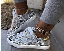 Load image into Gallery viewer, Spring Women Sneakers Lace up Female PU Glitter Flats Vulcanized Shoes Fashion Snake Platform Shoes Woman Walking Footwear 2020
