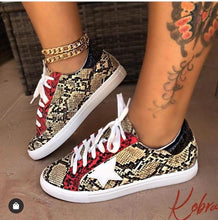 Load image into Gallery viewer, Spring Women Sneakers Lace up Female PU Glitter Flats Vulcanized Shoes Fashion Snake Platform Shoes Woman Walking Footwear 2020