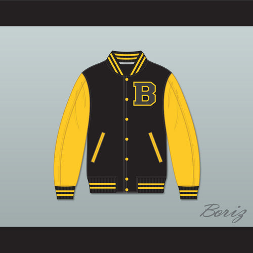 Steve Hale Fuller House Black and Gold Varsity Letterman Jacket-Style Sweatshirt