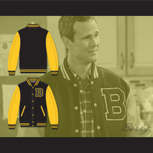 Load image into Gallery viewer, Steve Hale Fuller House Black and Gold Varsity Letterman Jacket-Style Sweatshirt