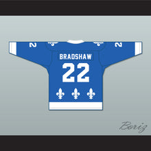 Load image into Gallery viewer, Steve Bradshaw 22 Le National de Québec Blue Hockey Jersey- Lance et compte (He Shoots, He Scores)