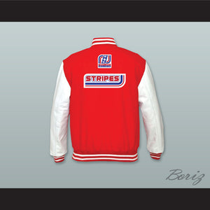 Stripes Rock N' Jock All Star Jam 2002 Red Wool and White Lab Leather Varsity Letterman Jacket
