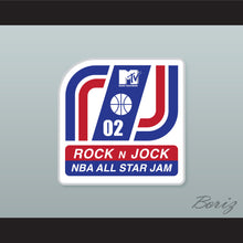 Load image into Gallery viewer, Stars Rock N' Jock All Star Jam 2002 Navy Blue/ White Varsity Letterman Satin Bomber Jacket