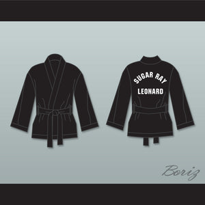 Sugar Ray Leonard Black Satin Half Boxing Robe