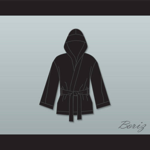 Sugar Ray Leonard Black Satin Half Boxing Robe with Hood