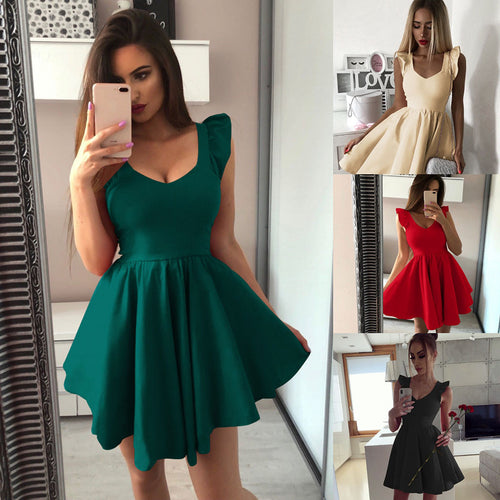 Summer Best Sale 2020 Womens Female Solid dress Sleeveless V Neck Party Cocktail Ladies Mini Bodycon Dress Vestido #111