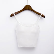 Load image into Gallery viewer, Summer Bralette Crop Top Women Modal Bulit-in Bra Spaghetti Strap Crop Cami Women Padded Bra Short Top Vest Cropped Feminino