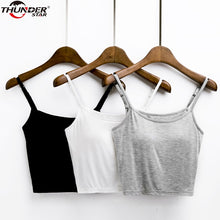 Load image into Gallery viewer, Summer Bralette Crop Top Women Modal Bulit-in Bra Spaghetti Strap Crop Cami Women Padded Bra Short Top Vest Cropped Feminino