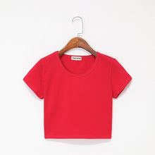 Load image into Gallery viewer, Summer Casual Solid Female Cotton T-Shirt Short Sleeve Round Neck T-Shirt High Waist Slim T-shirts for women Camiseta Mujer