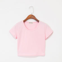 Load image into Gallery viewer, Summer Casual Solid Female Cotton T-Shirt Short Sleeve Round Neck T-Shirt High Waist Slim T-shirts for women Camiseta Mujer