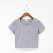 Load image into Gallery viewer, Summer Casual Solid Female Cotton T-Shirt Short Sleeve Round Neck T-Shirt High Waist Slim T-shirts for women Camiseta Mujer