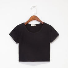 Load image into Gallery viewer, Summer Casual Solid Female Cotton T-Shirt Short Sleeve Round Neck T-Shirt High Waist Slim T-shirts for women Camiseta Mujer