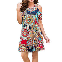 Load image into Gallery viewer, Summer Causual Women Dress Floral Print Sleeveless Summer O Neck Loose Mini Dresses Beach Boho Loose Dress Sundress Vestidos