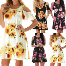 Load image into Gallery viewer, Summer Causual Women Dress Floral Print Sleeveless Summer O Neck Loose Mini Dresses Beach Boho Loose Dress Sundress Vestidos