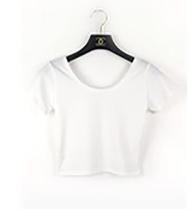 Summer Female T-Shirt Round Neck Short Sleeve Simple Basic Bottoming T-Shirt Cotton High Waist Slim Crop Top Multicolor T-Shirt