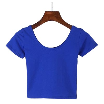 Summer Female T-Shirt Round Neck Short Sleeve Simple Basic Bottoming T-Shirt Cotton High Waist Slim Crop Top Multicolor T-Shirt