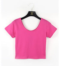 Load image into Gallery viewer, Summer Female T-Shirt Round Neck Short Sleeve Simple Basic Bottoming T-Shirt Cotton High Waist Slim Crop Top Multicolor T-Shirt