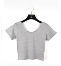 Load image into Gallery viewer, Summer Female T-Shirt Round Neck Short Sleeve Simple Basic Bottoming T-Shirt Cotton High Waist Slim Crop Top Multicolor T-Shirt