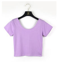 Load image into Gallery viewer, Summer Female T-Shirt Round Neck Short Sleeve Simple Basic Bottoming T-Shirt Cotton High Waist Slim Crop Top Multicolor T-Shirt