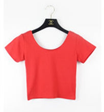 Load image into Gallery viewer, Summer Female T-Shirt Round Neck Short Sleeve Simple Basic Bottoming T-Shirt Cotton High Waist Slim Crop Top Multicolor T-Shirt