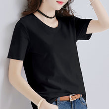 Load image into Gallery viewer, Summer Korean Casual Black White Tshirt Women Solid T-Shirts Basic O-neck Tee Shirt For Female Tops Clothes Short Sleeve Tees